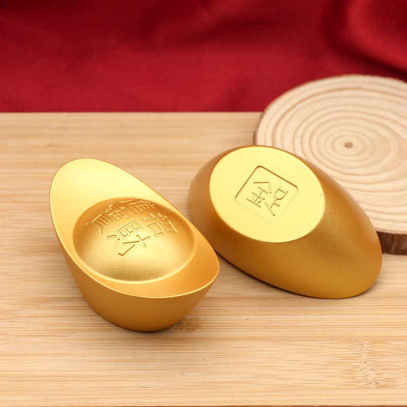 黄铜元宝实心沙金元宝仿铜摆件仿真元宝仿真金条压缸客厅装饰品详情1