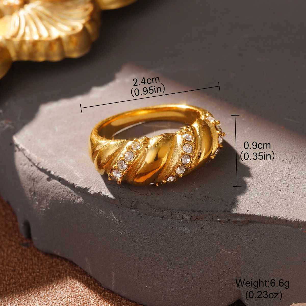 European and American fashionable stainless steel rings with hollowed-out, niche wide lines, high-end design sense, and gold jewelry wholesale pic 32