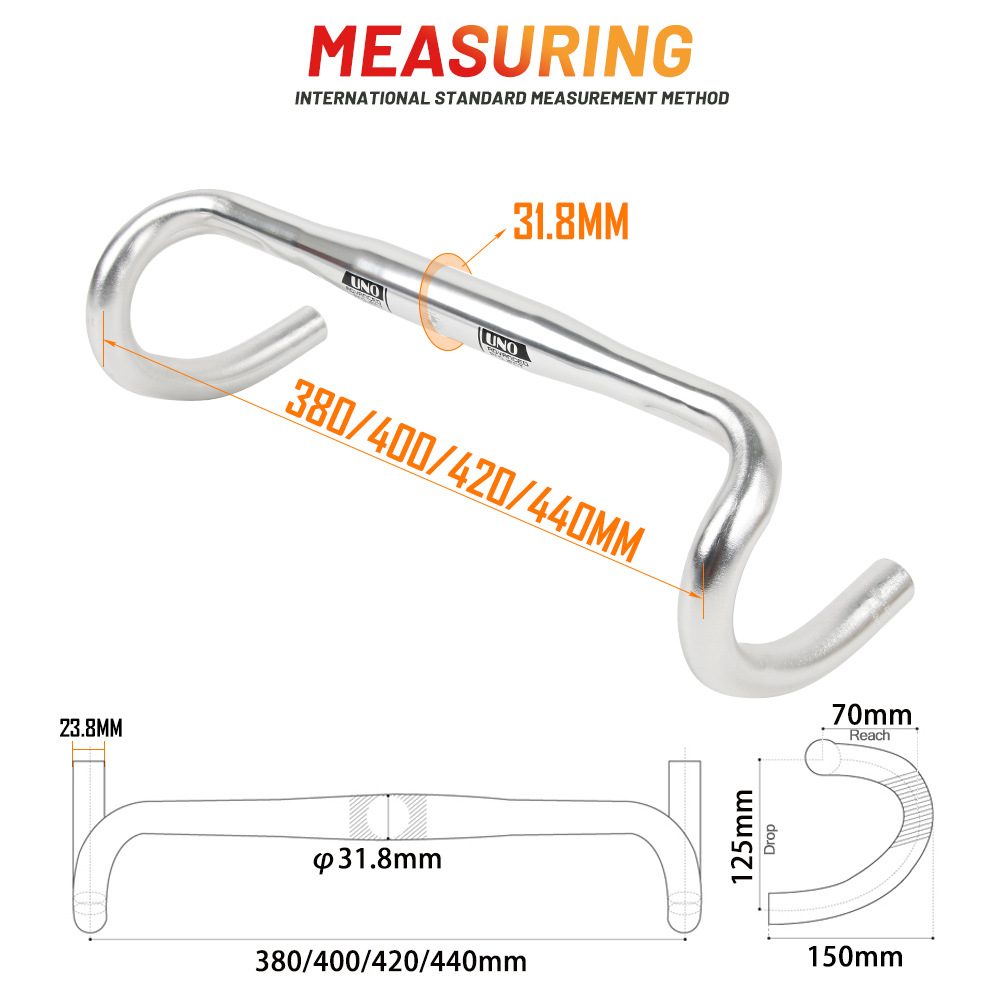Taiwan UNO road bike corner handlebars 25.4/31.8 aluminum alloy racing small corner handlebars ultra-light road bike handlebars pic 2