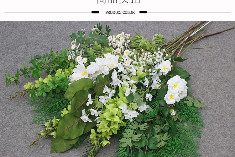 婚庆仿真花白绿系绿植植叶子材配叶酒店花艺装饰吊顶假树叶插花详情11