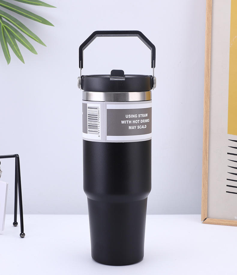 跨境简约大容量双层冰霸杯便携提手耐高温吸管杯汽车杯水杯保温杯详情19