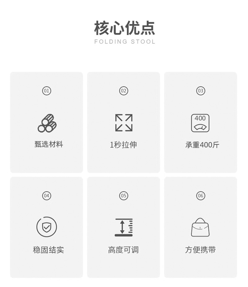 厂家户外彩虹折叠凳子便携椅子可调节伸缩凳火车伸缩小凳子详情4