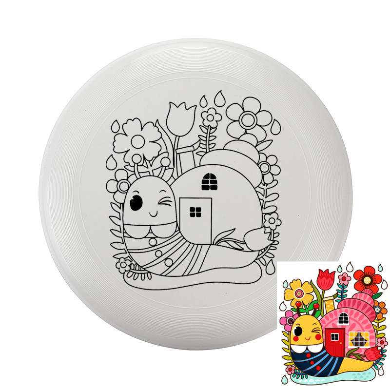 飞盘玩具diy手绘画涂鸦儿童线稿填色材料包套装回旋空白创意飞盘详情9