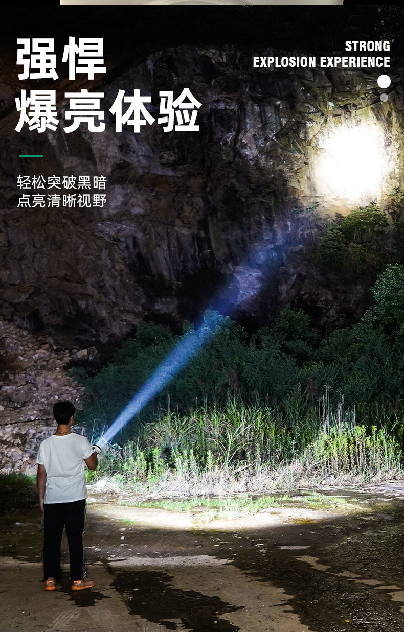 跨境探照灯强光手电筒野营灯户外钓鱼防水LED灯太阳能灯6详情7