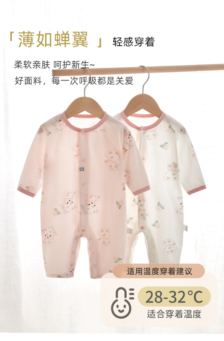 Baby coveralls of Class a pure cotton summer thin style for girls, crawling suits, boneless infants and toddlers, long-sleeved baby clothes pic 1