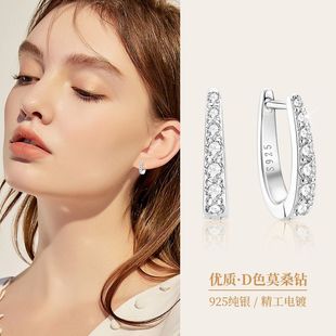 跨境欧美ins风长款流苏莫桑石耳环女高级感925纯银外贸耳饰品批发详情12