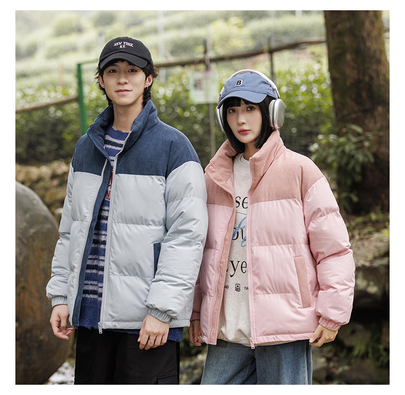 New winter fleece cotton-padded jackets for both men and women, thickened and warm cotton-padded jackets, couple bread jackets, and trendy color-blocked cotton-padded jackets pic 29