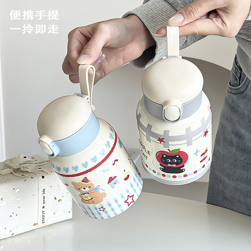 卡通儿童弹跳保温杯高颜值可爱吸管杯316不锈钢学生户外双饮水杯详情2