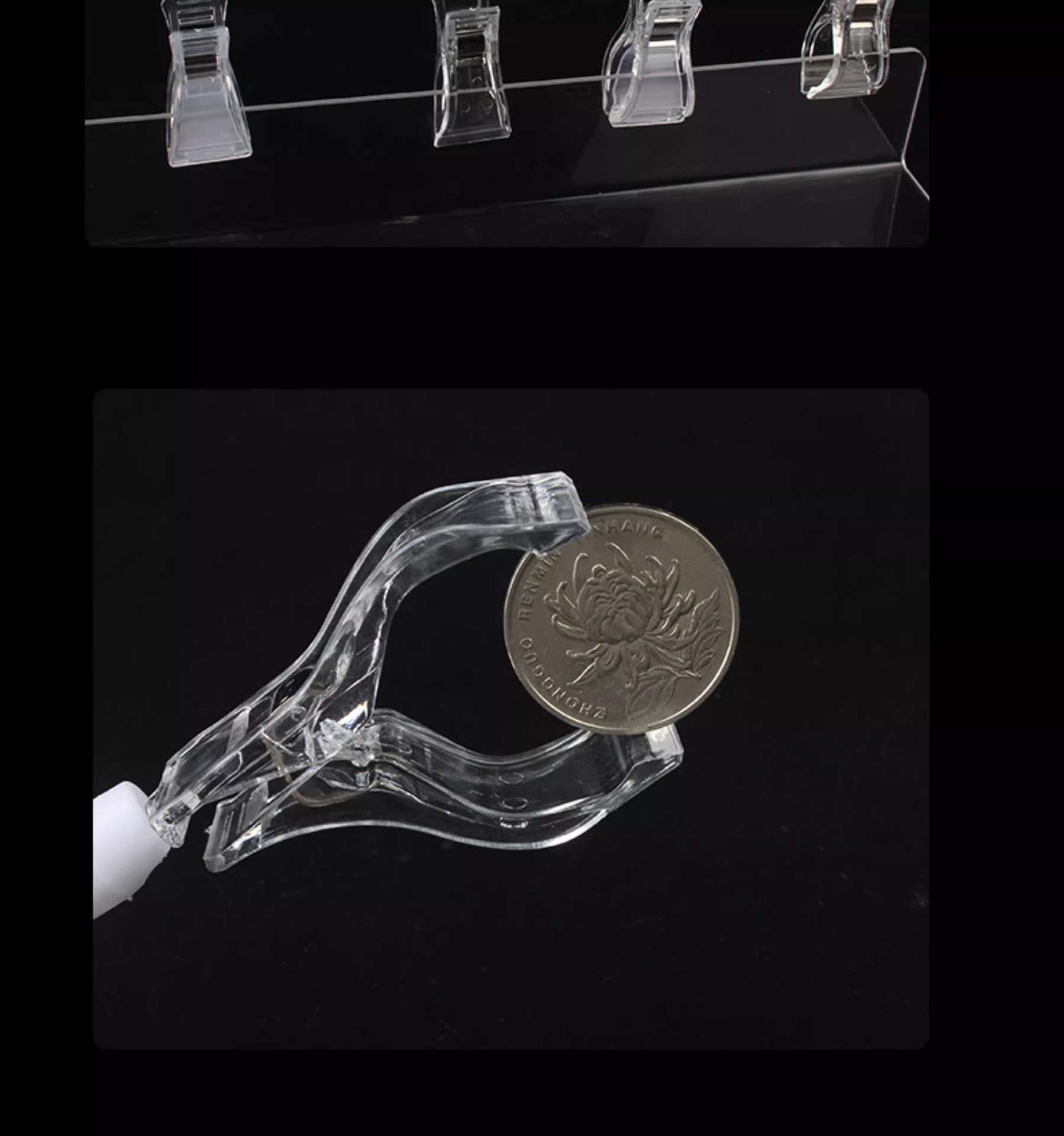 Clips de publicidad POP de supermercado clips de cristal transparente tienda de frutas estantes de productos especiales clips universales de precio clips de etiqueta de anuncios de productos soporte de abrazadera contador fresco soporte de etiqueta promocional girable fijador de precio de lista de venta pic 8