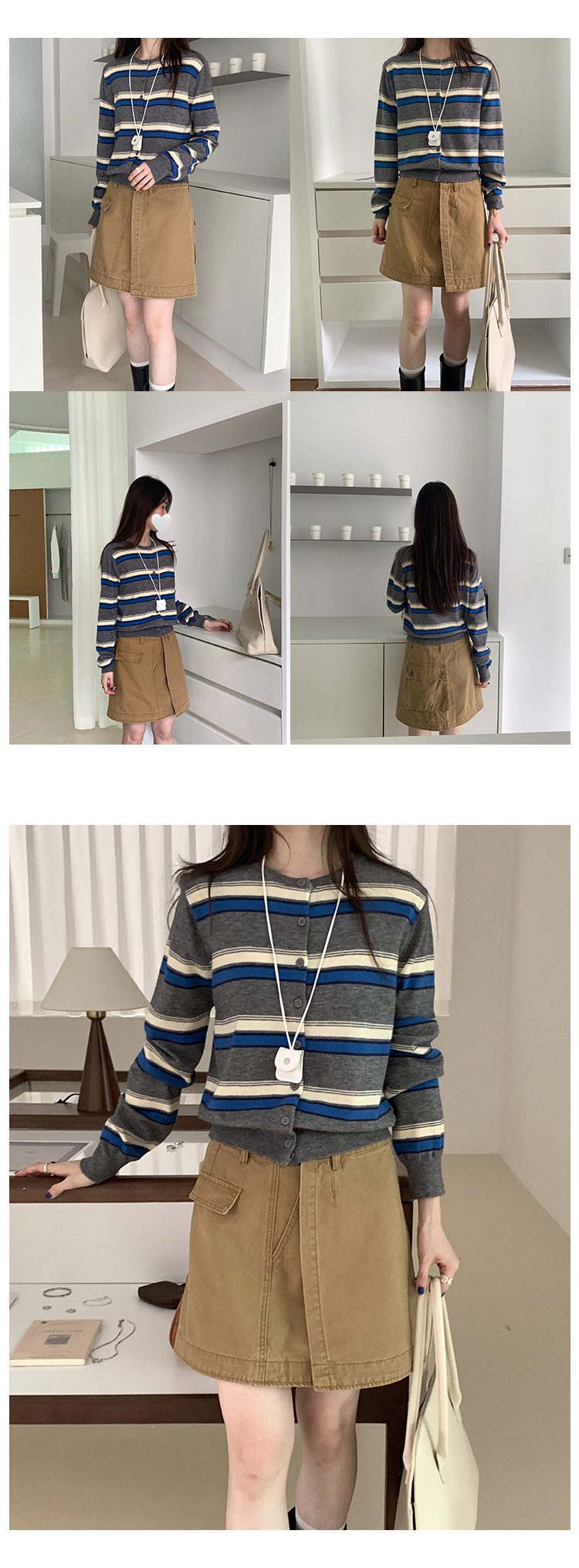 Retro striped long-sleeved knitted sweater for women in autumn 2025, a new Korean-style design with a versatile round neck casual top pic 18