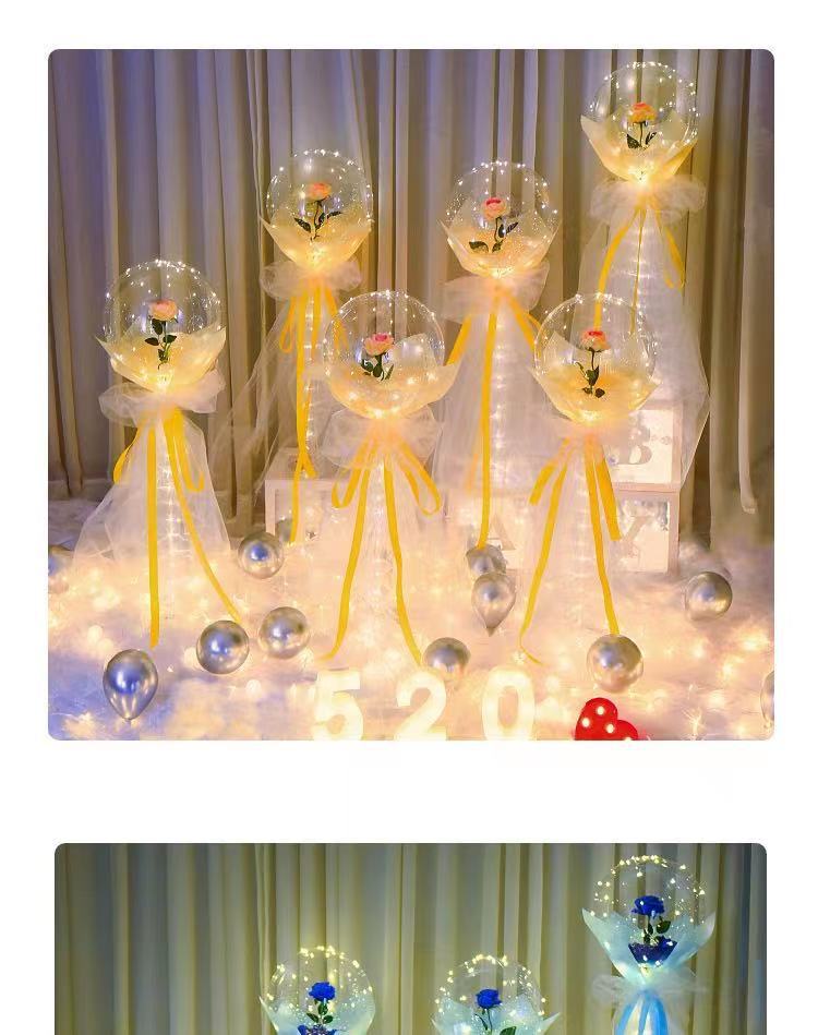 Glowing balloons, wedding room decoration, birthday arrangement, bouquets, bouncy balls, roses, romantic proposal pic 11