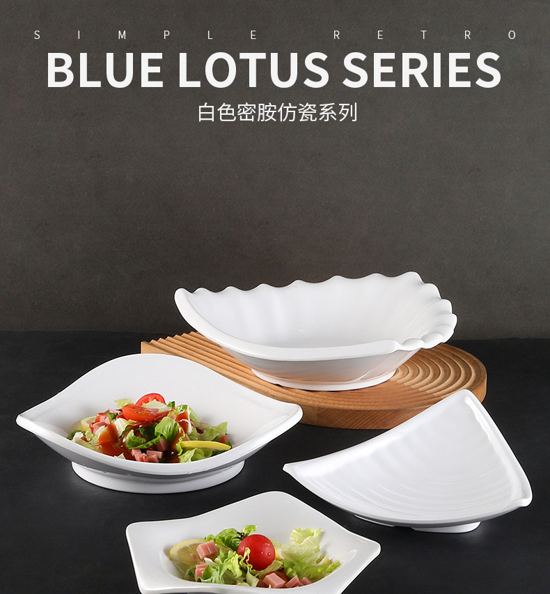 Melamine plates, porcelain, hotel tableware, restaurant cold dish plates, triangular irregular-shaped plates, restaurant stir-frying plates, commercial use pic 1