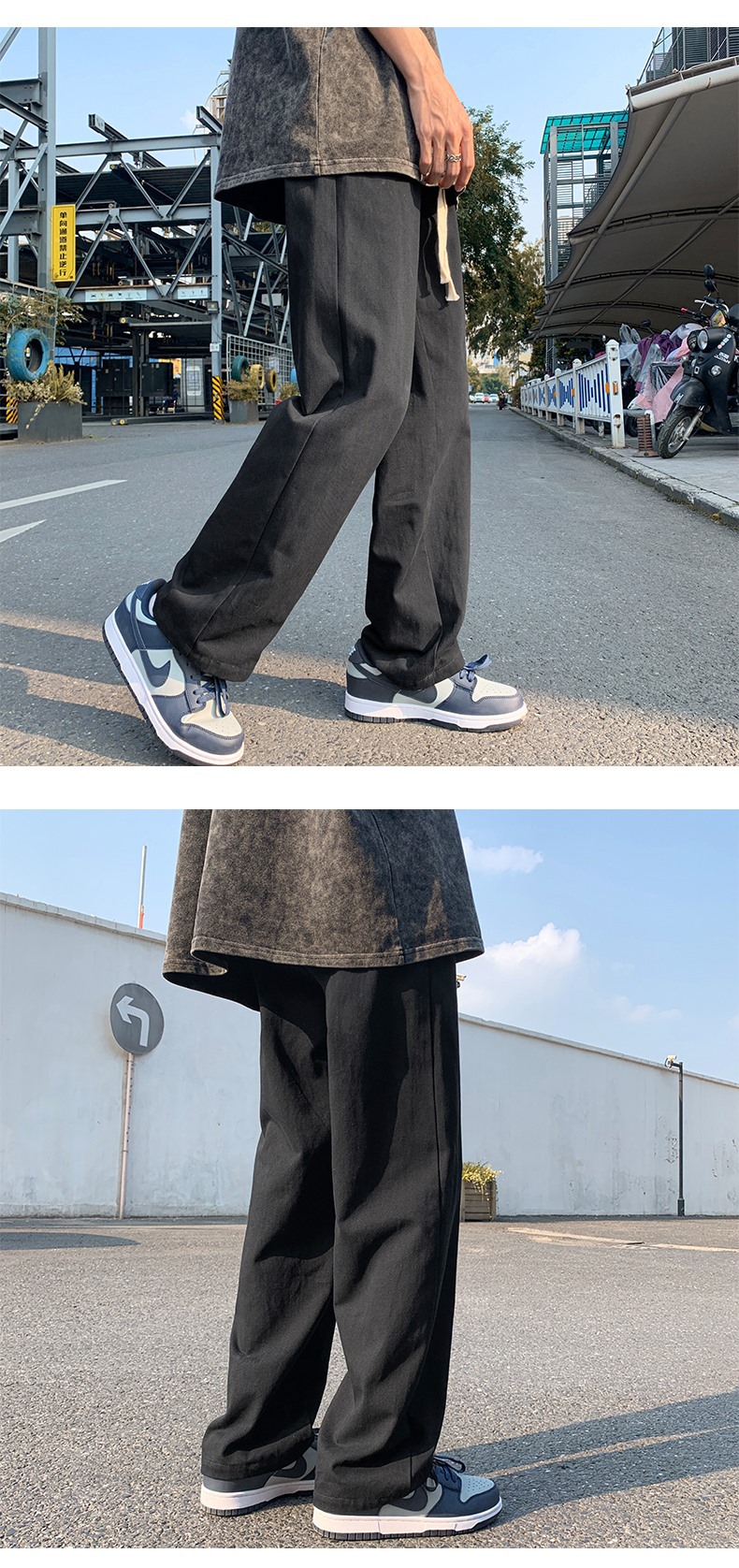 2025新款男士裤子秋冬裤子百搭设计感小众阔腿长裤日系直筒休闲裤详情2