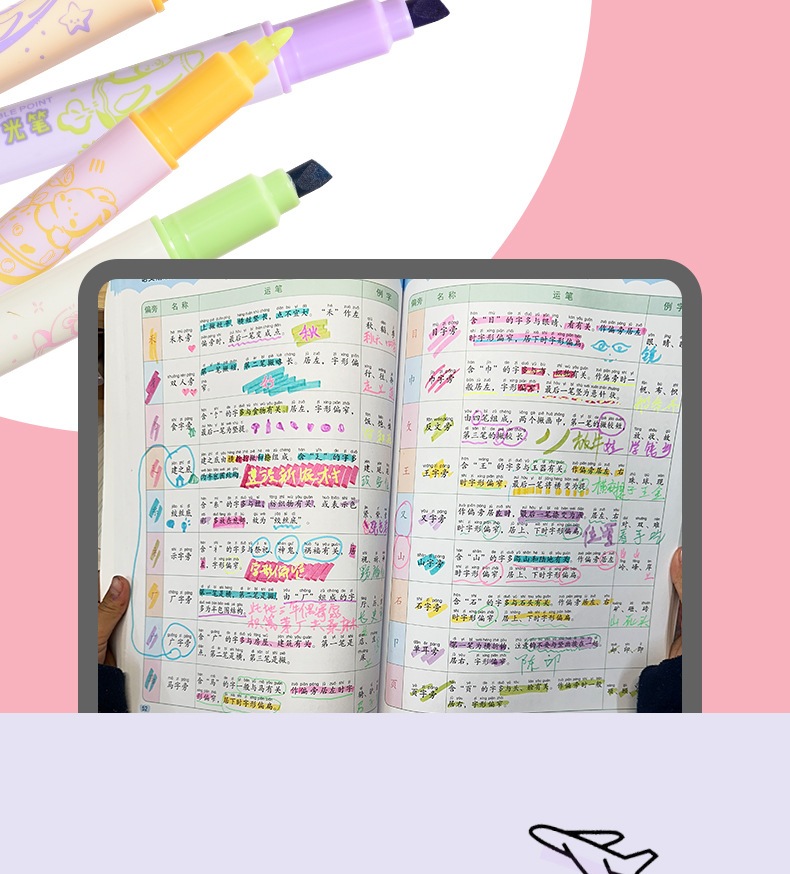 Tianfeng 239A multi-color double-headed highlighter pen, key point marking pen, note-taking and journal-making pen, multi-color highlighter pen pic 9