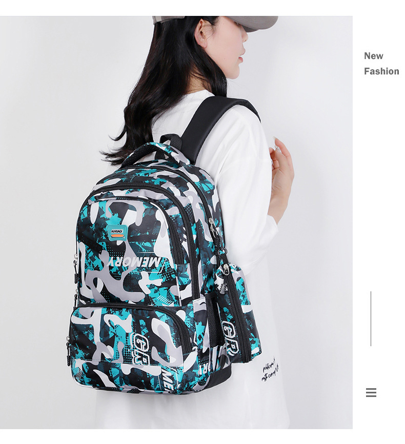 迷彩印花背包外贸大容量休闲双肩包电脑包男初中高中男女学生书包详情25