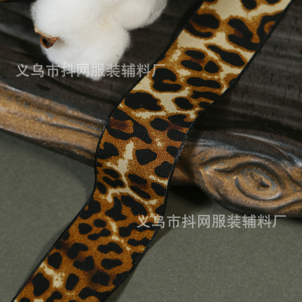 新款4cm复古豹纹织带DIY蝴蝶结发饰服饰辅料装饰礼品包装批发详情3