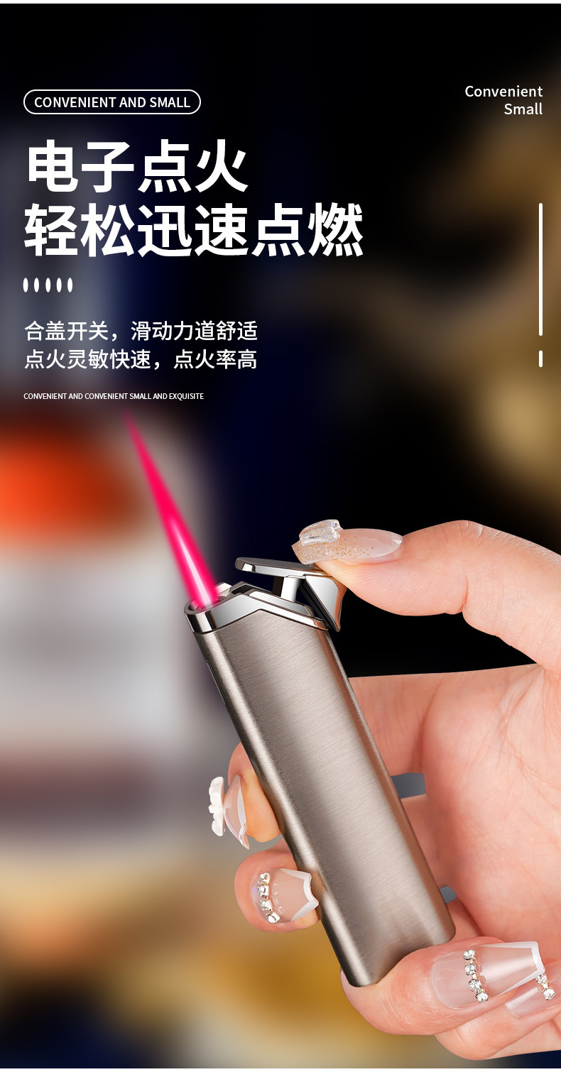 New XF4201 long portable direct-flush inflatable lighter factory direct sales, high-quality windproof lighter wholesale pic 3