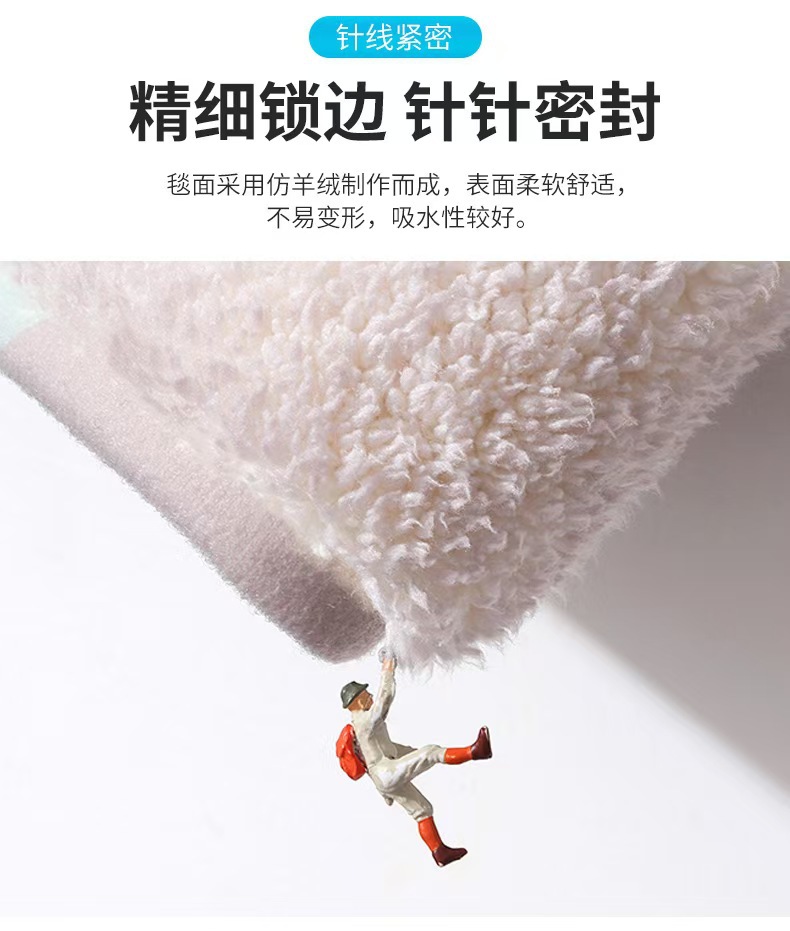 可爱卡通异形猫咪小狗仿羊绒地垫柔软半圆卫浴吸水防滑垫门垫地毯详情5