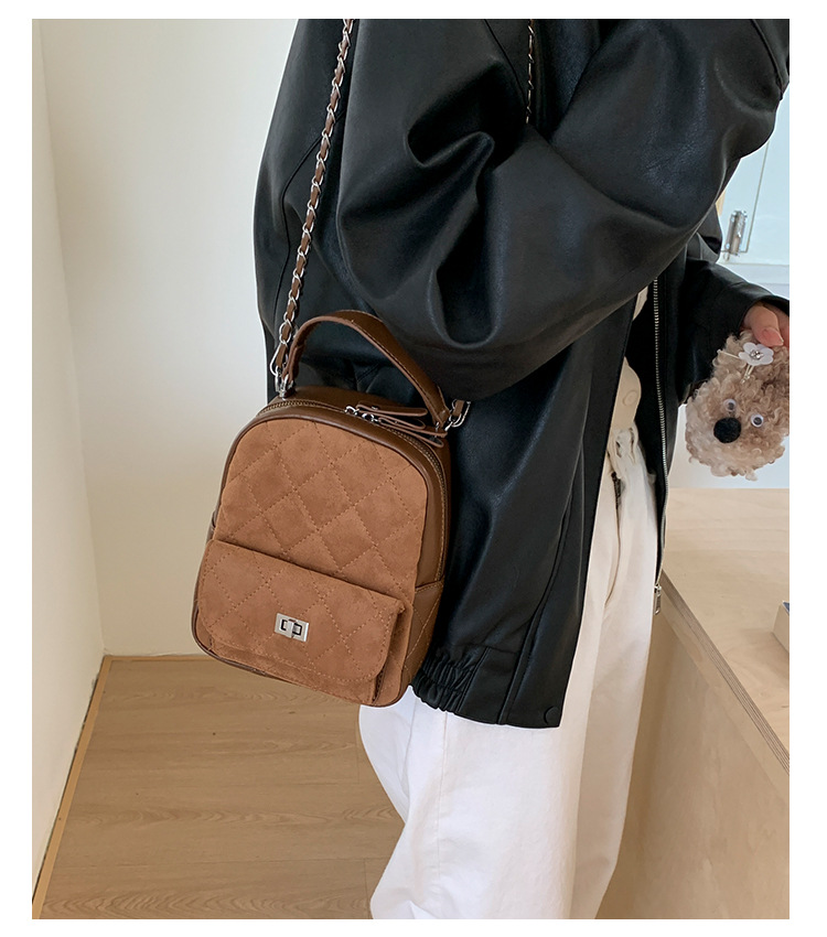 时尚小香风菱格链条女包新款绒面双肩包小众百搭手提包儒雅休闲包详情22