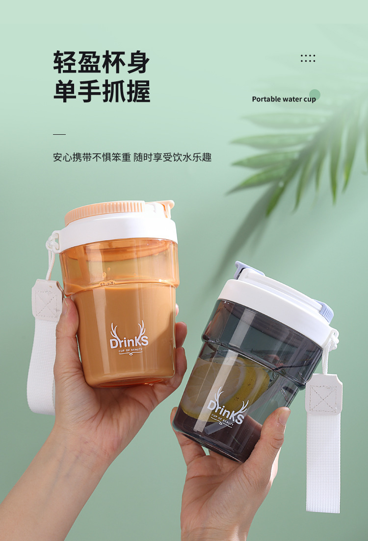INS带提手户外旅行便携车载水杯带盖水杯夏季随行便携直饮水杯 pic 8