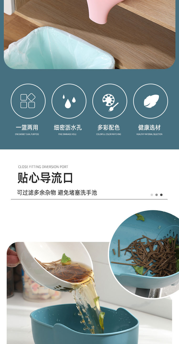 沥水篮家用厨房免打孔过滤洗菜篮多功能水果蔬菜篮大象沥水篮创意详情3