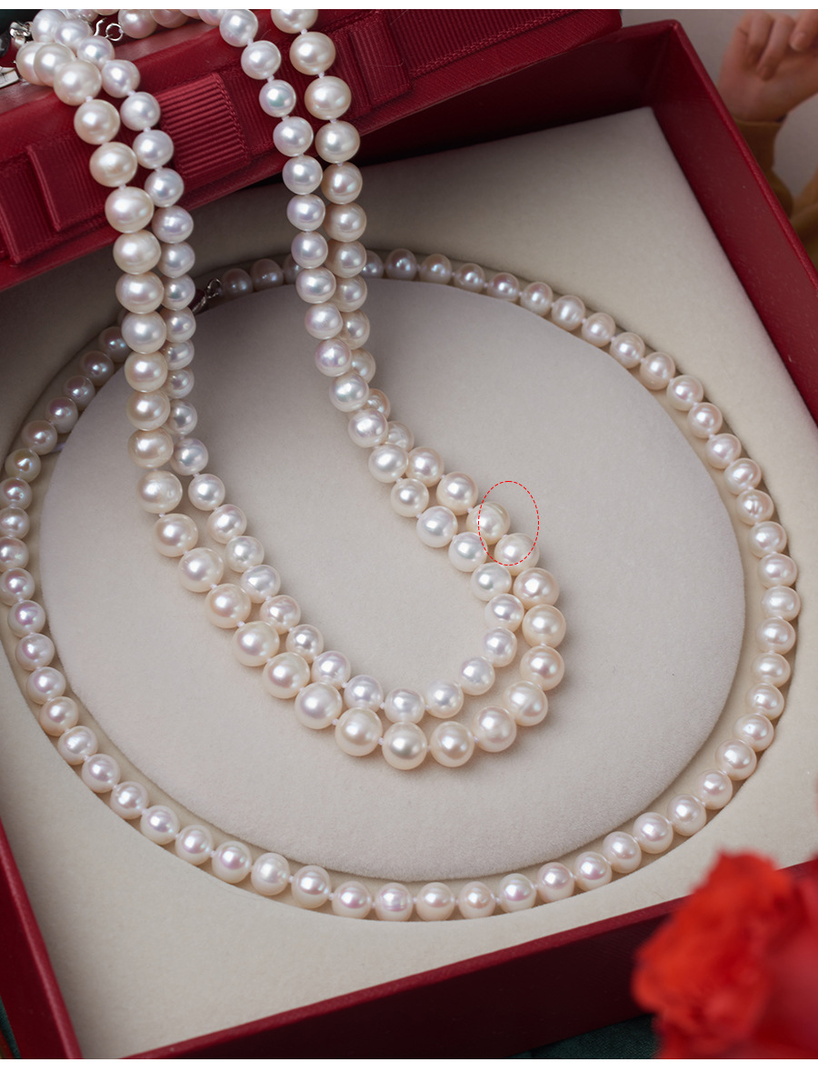 诸暨珍珠正品近圆天然淡水珍珠项链母亲节送妈妈长辈礼盒装高端详情3