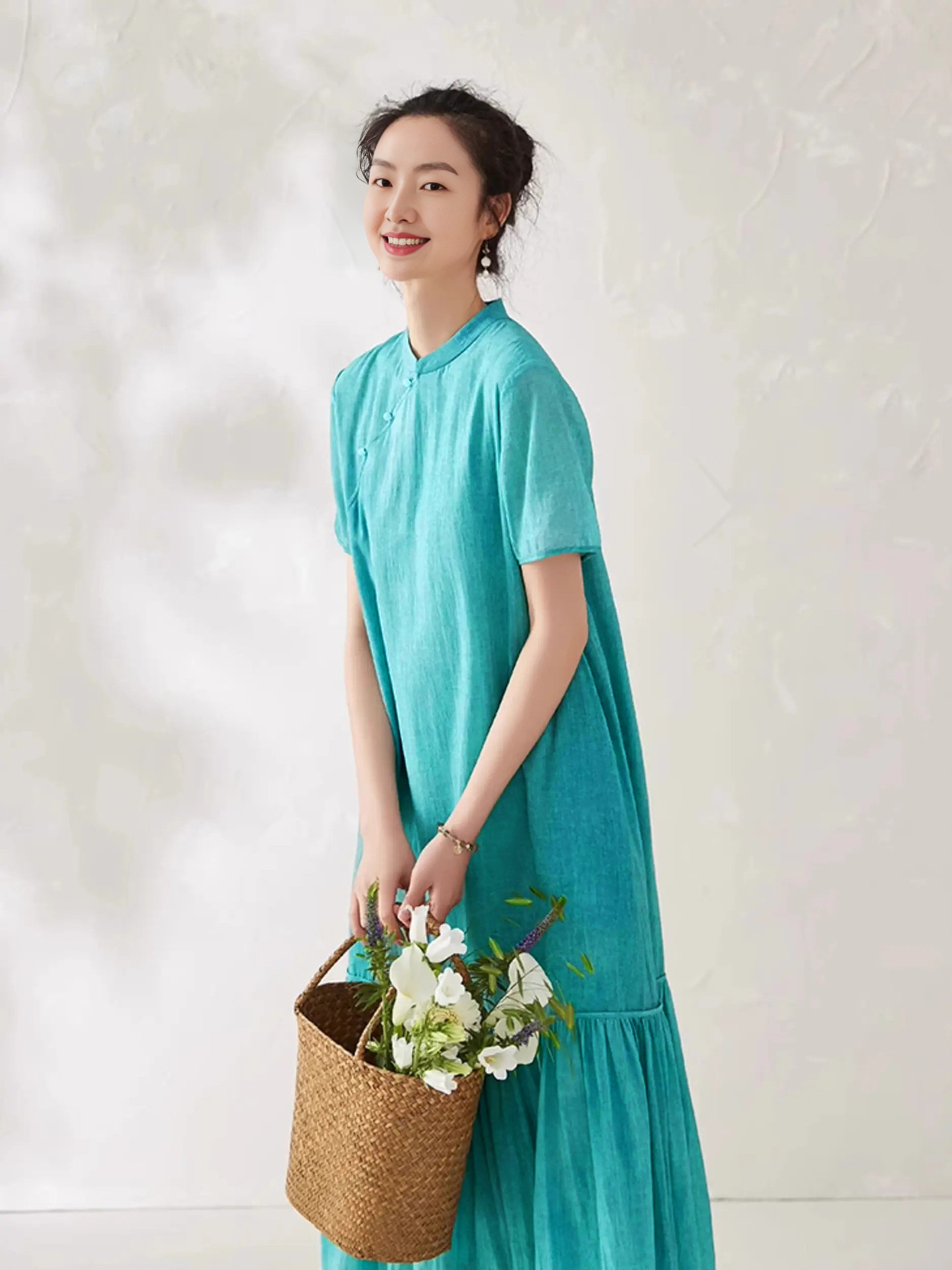 Summer long dress, new Chinese-style improved cheongsam dress with linen color stir-frying process, new elegant long dress for women pic 8