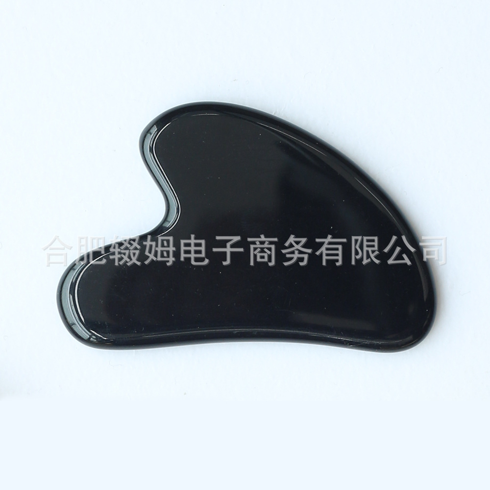 天然玉石黑曜石刮痧板面部脸部按摩工具经络拨筋棒心形刮板日常居家护理详情9
