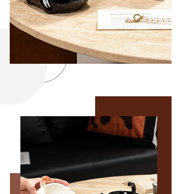 创意可爱暹罗猫陶瓷烟灰缸客厅办公室桌面防飞灰带盖烟缸装饰摆件详情9