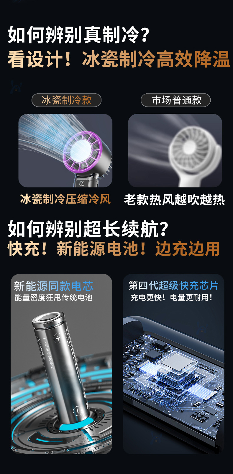 手持小风扇半导体制冷户外小空调便携迷你随身强力usb降温电风扇详情5