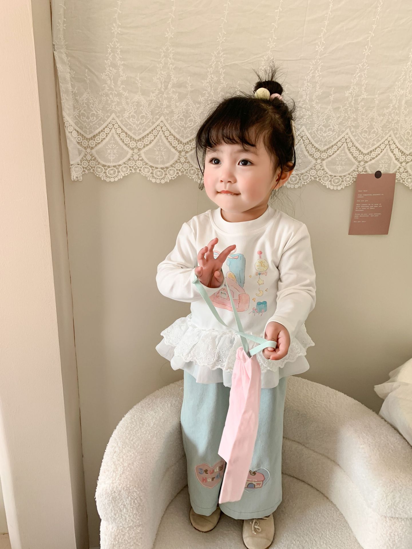 Caña pear niño niña traje primavera 2026 nuevo estilo niños korean manga larga camiseta jeans mujer bebé ropa pic 12