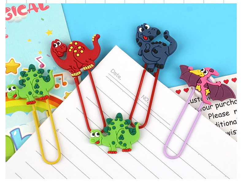 亚马逊新款恐龙书签 PVC软胶滴胶回形针书签派对礼品书签现货批发详情7