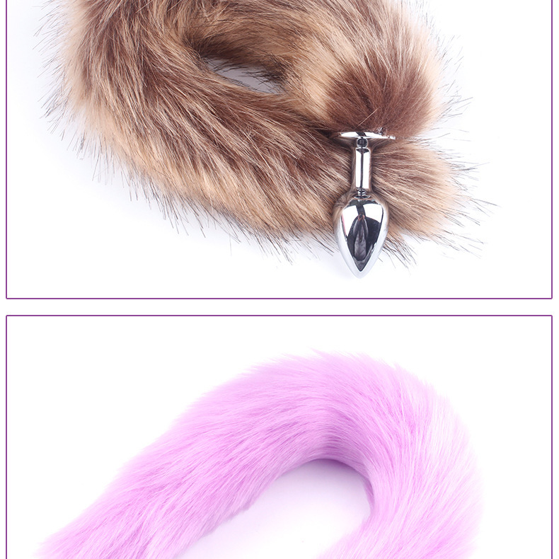 火乐人造毛尾巴狐狸金属尾巴肛塞白狐狸成人玩具情趣用品详情11