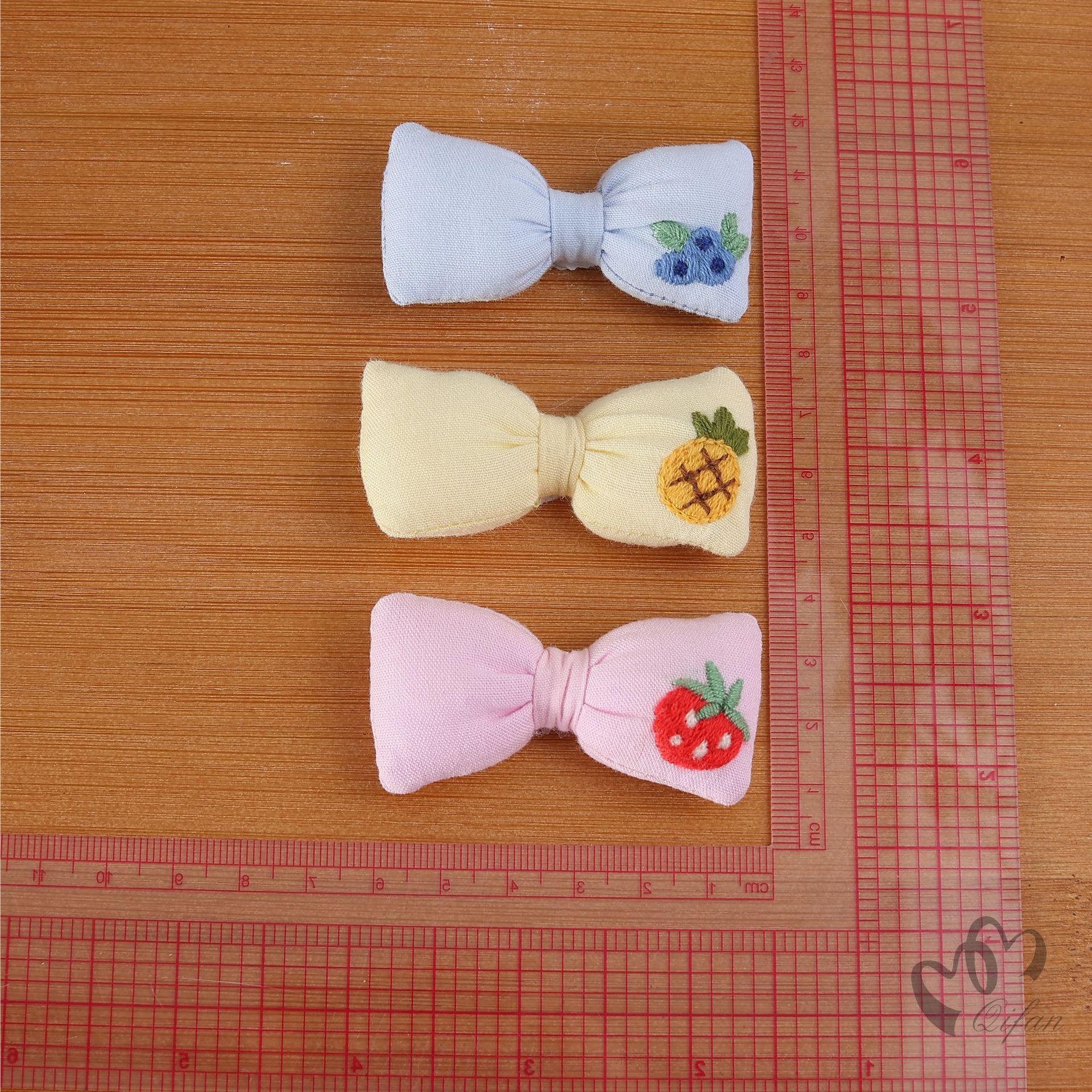 儿童布艺diy饰品配件 韩版刺绣小枕充棉小号蝴蝶结发饰材料鞋服配详情3