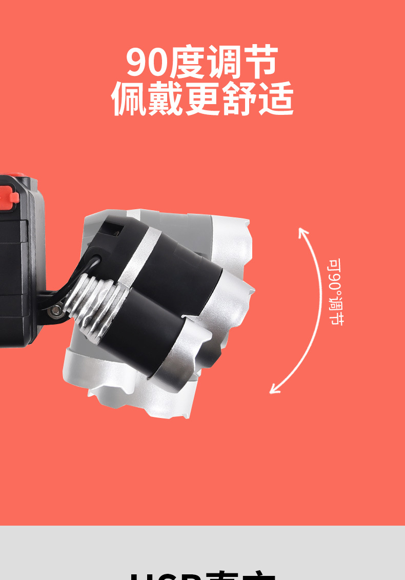 Inductive headlamp, strong outdoor long-range shooting, fishing, night riding, led rechargeable, bright, household head-mounted flashlight pic 3