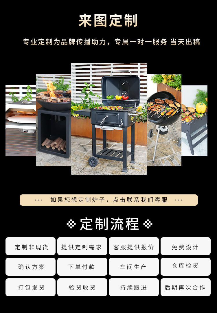 现货可升降大号别墅庭院烧烤炉家用木炭烧烤炉bbq美式烤炉烤肉炉详情16
