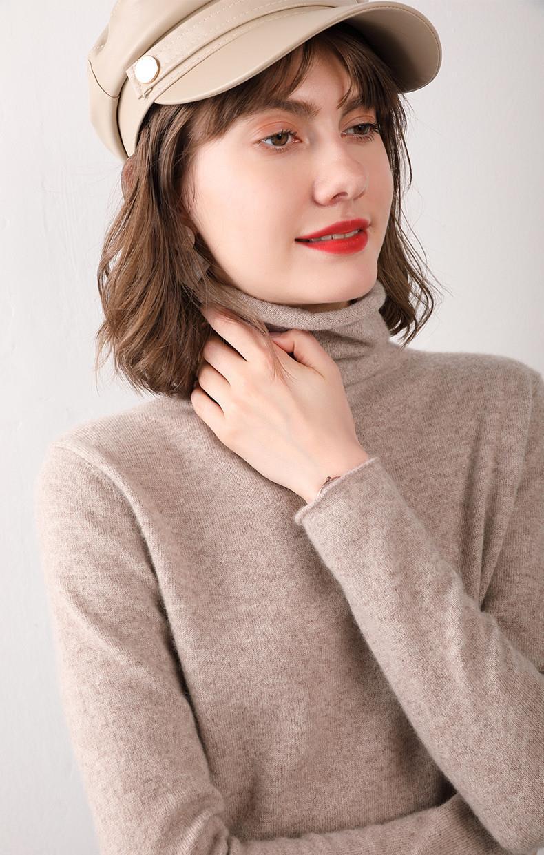 堆堆领羊毛衫女100 纯羊毛秋冬高领洋气内搭薄款针织打底羊绒毛衣详情3