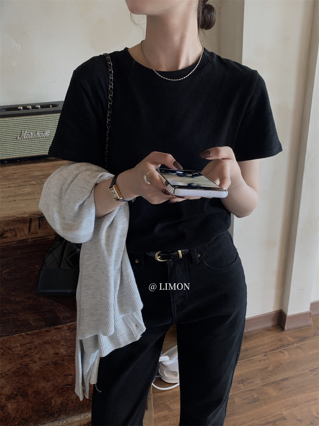 THE LEMON柠檬绿茶正肩磨毛短袖t恤女2024秋季新款百搭上衣打底衫详情53
