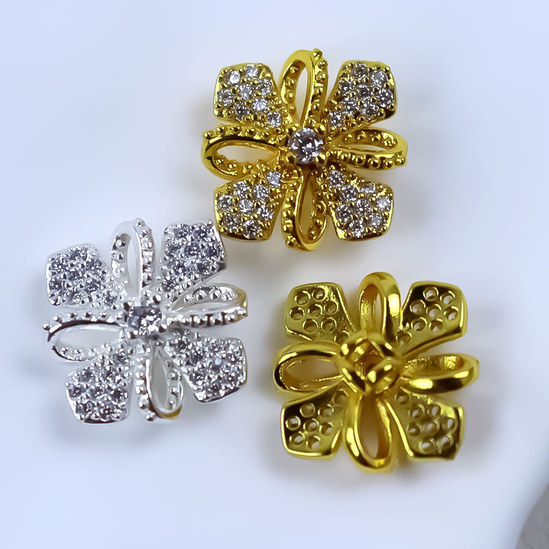 铜镀18K十字架隔珠锆石吊坠手串配夹扣手工diy手链项链饰品配饰详情5