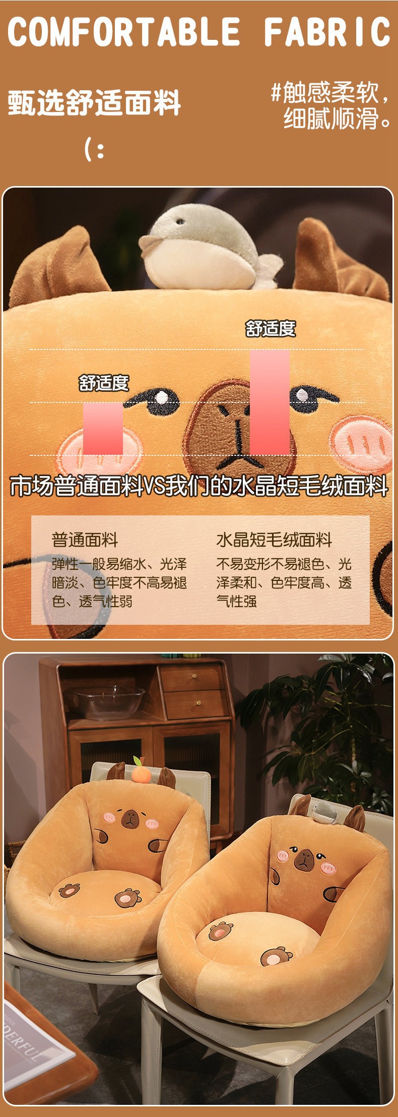 可爱卡皮巴拉榻榻米坐垫懒人沙发地板样图坐儿童玩具沙发跨境批发详情10