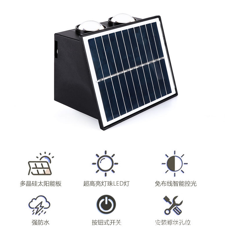 新款太阳能壁灯大门两侧户外墙壁灯庭院围墙防水门牌门头壁挂墙灯详情1