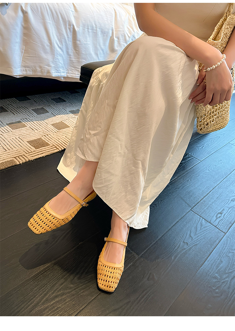 2025夏季新款镂空包头半拖鞋女夏季外穿休闲编织凉拖鞋沙滩女鞋详情20