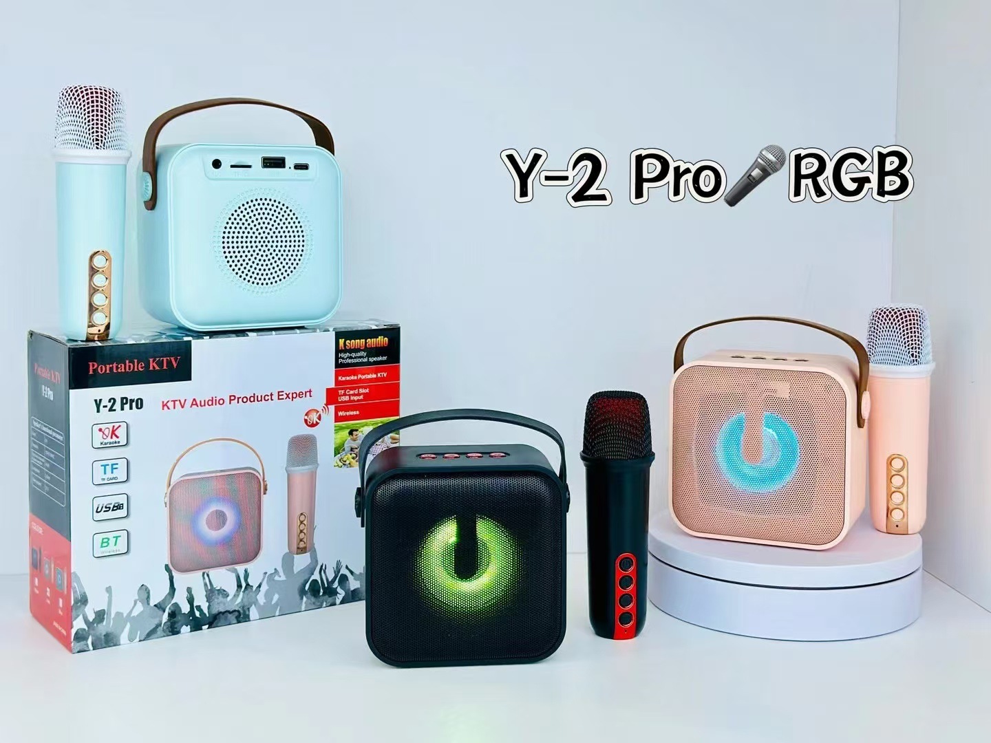 新款跨境 Y-2 Pro无线麦克风蓝牙家庭户外便携k歌音响长续航话筒详情9