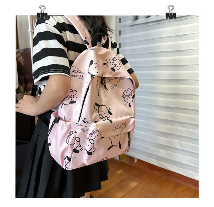 双肩包女时尚简约印花初高中大学生书包韩版潮流涂鸦休闲双肩背包详情15