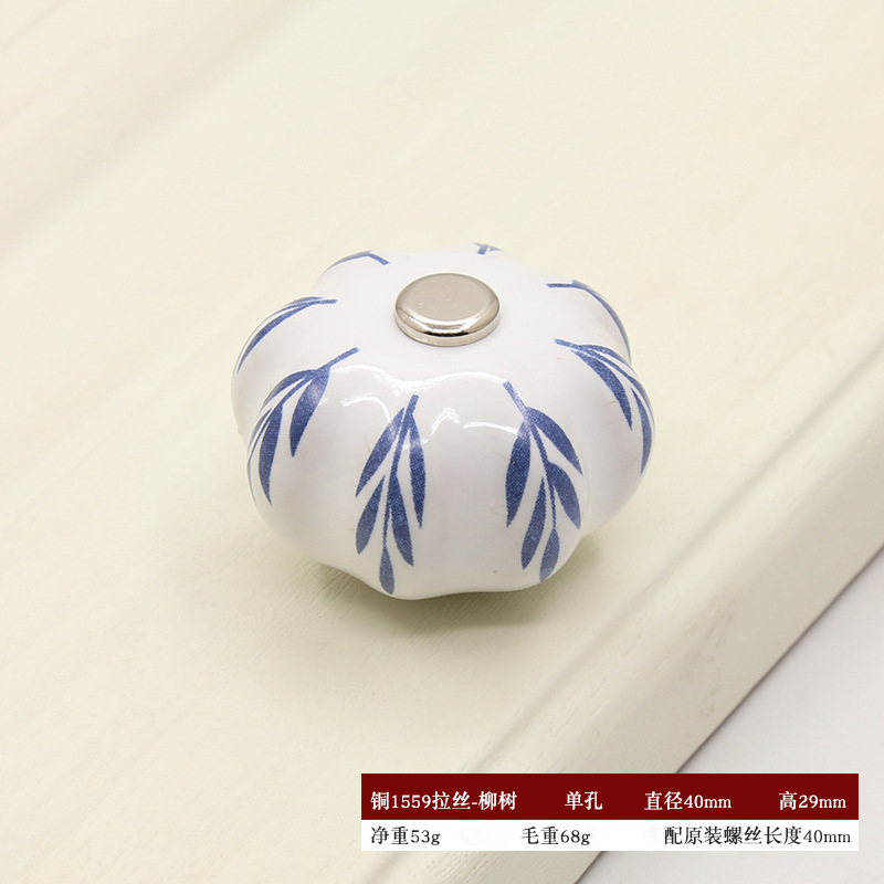 Cross-border garden cabinet door pull, handcrafted ceramic handle, copper buckle ball, round cabinet, wardrobe drawer, single-hole furniture handle pic 11