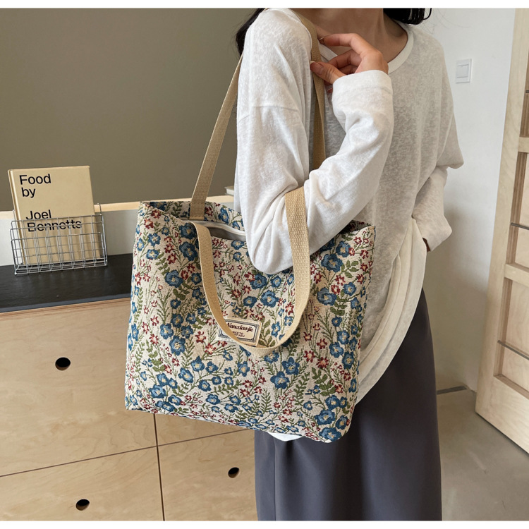 大容量帆布包包2024新款潮时尚百搭单肩手提袋子ins学生上课包女详情25