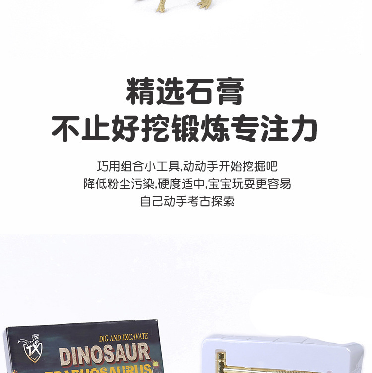 跨境DIY考古恐龙挖掘益智玩具奖励拼插霸王龙骨架铜锤套装模型详情4