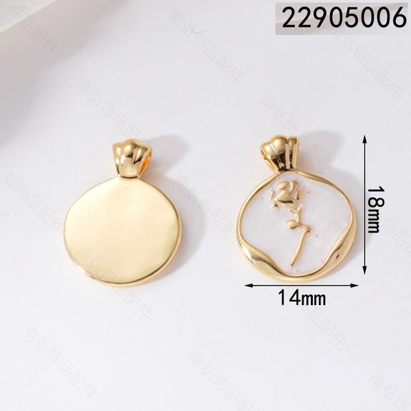 18k genuine gold color-retaining oil-dripping rose pendant, pendant, diy handcrafted jewelry, bracelet, necklace accessory pic 4