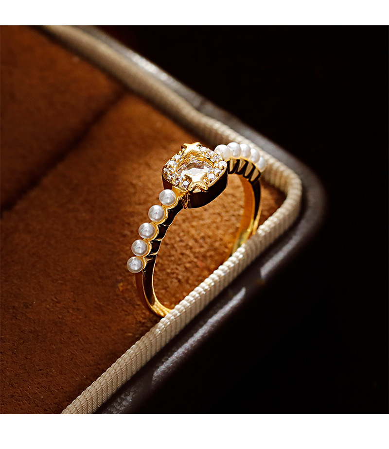 Hyacinth nicho diseño temperamento perla zirconia anillo mujer luz lujo sensación alta apertura ajustable anillo de dedo índice con adornos pic 8