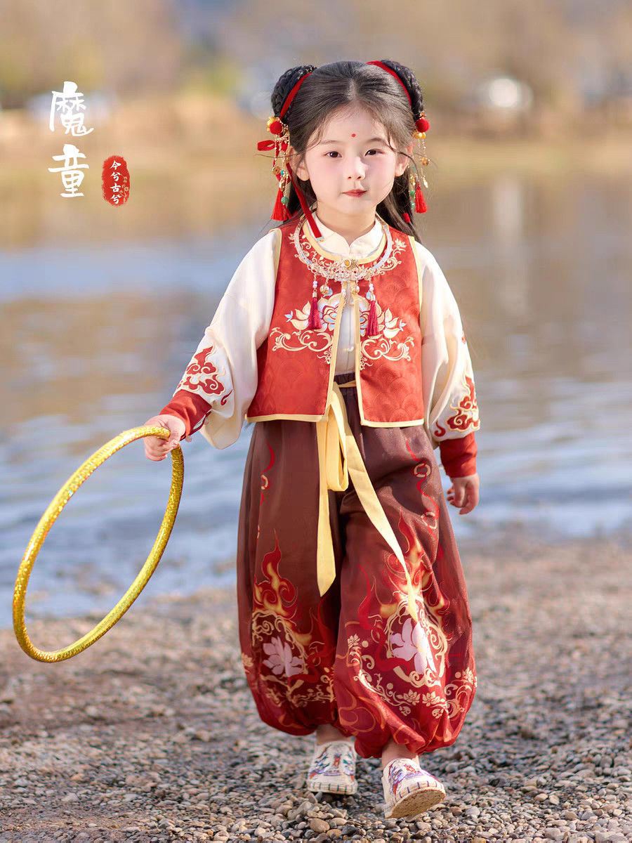 国潮儿童汉服服装中国套装国潮女童春装中式服男童详情3
